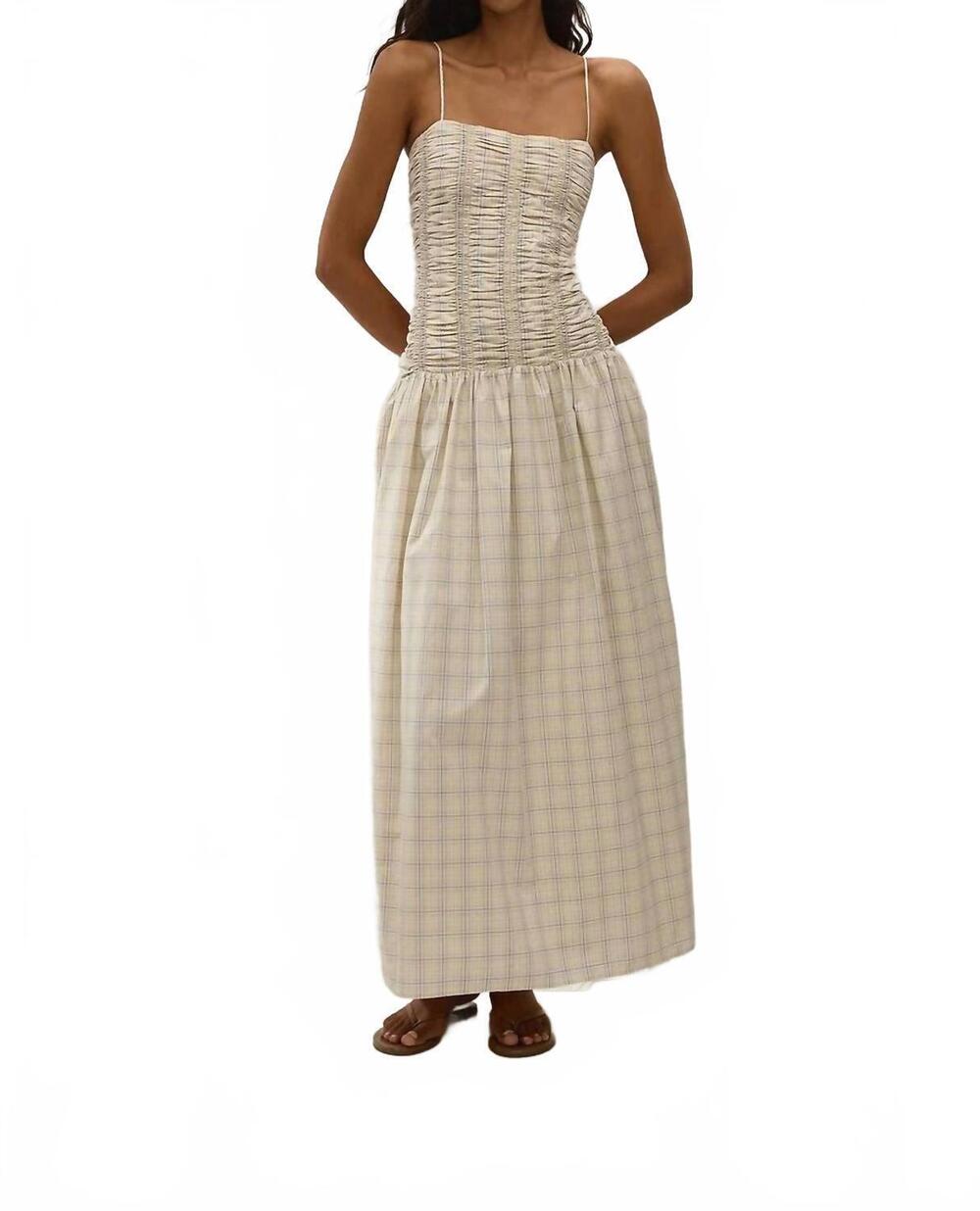 NEW FAITHFULL THE BRAND mira maxi dress in flor check antique white